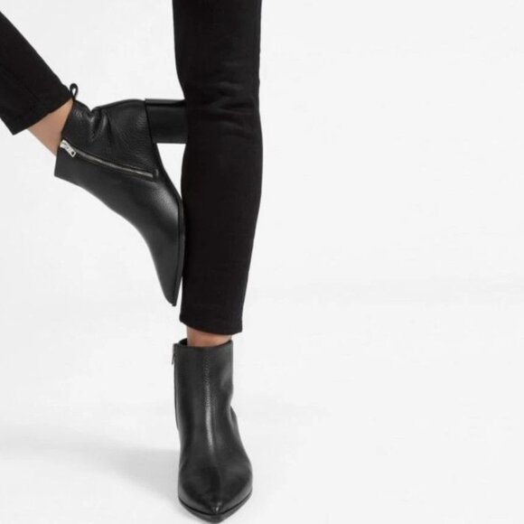 EVERLANE Black Leather Block Heel Chelsea Side Zip Ankle Boots 8 - Picture 10 of 10